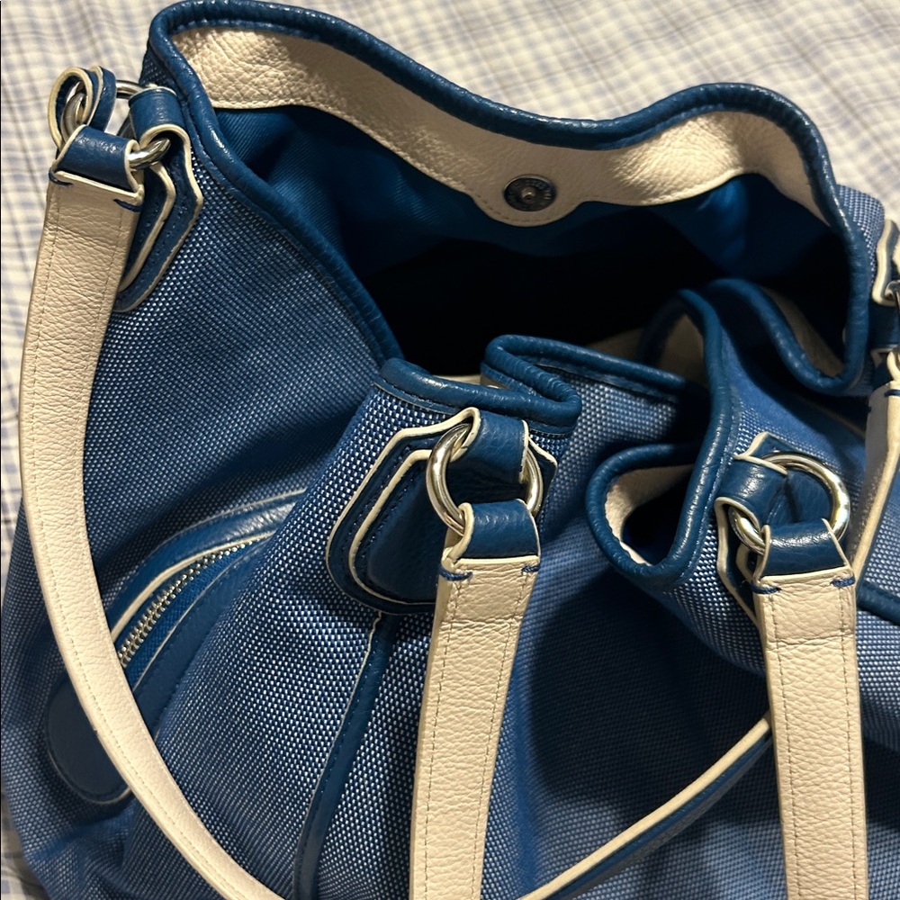 Coach Blue Denim purse with Carriage Design Coach Edie - Picture 9 of 13